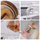 Axyaa Glass Honey Jar with Wooden Dispenser - Airtight Sealed Honey Storing Bottle