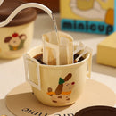 Axyaa Ceramic Coffee Mug Vacuum Flask with Silicone Lid & Cute Animals
