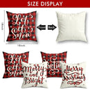 Axyaa Christmas Pillow Covers Set of 4 Buffalo Plaid Black Red 18x18 Inch