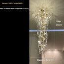Axyaa Gold Branch Ceiling Chandelier: Luxury LED Pendant Light for High Stairway.