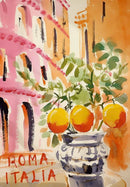 Axyaa Lemon Santorini Travel Canvas Print Fruit Wall Art for Modern Home Decor