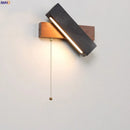 Axyaa Wabi Sabi Black Travertine LED Wall Lamp - Rotatable Pull Chain Switch