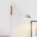 Axyaa Swing Arm Wall Sconce Iron Lampshade Black White Nordic Bedroom Bedside Light