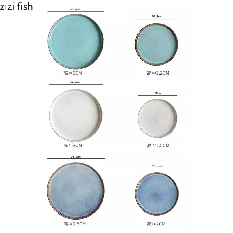 Axya Blue Ceramic Steak Plate - Molecular Cuisine Specialty Tableware