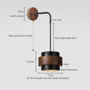 Axyaa Wood Stone LED Wall Light with Pull Switch, Adjustable Wire, Black Travertine