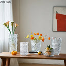 Axyaa Wrinkle Glass Vase: Desk Decoration, Hydroponics, Flower Pots