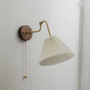 Axyaa Adjustable LED Fabric Wall Lamp with Copper Arm for Bedroom and Living Room