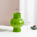 Axyaa Green Glass Vase Hydroponics Plant Pot for Table Decoration Aesthetic Floral Room Decor