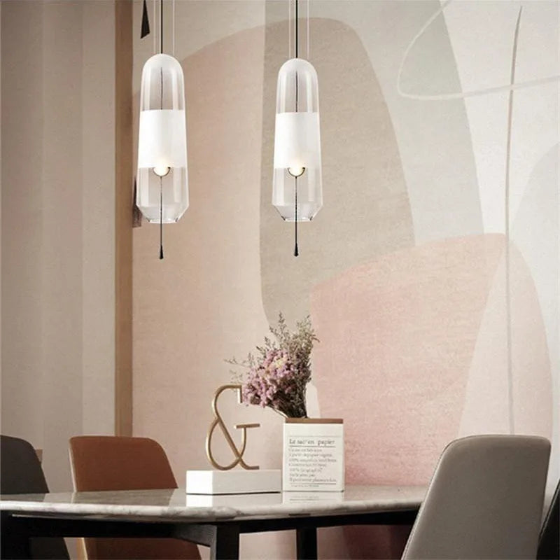 Axyaa Glass LED Pendant Lights: Modern Nordic Kitchen Dining Hanging Lamps