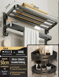Axyaa Bathroom Essentials Set: Towel Rack, Hook, Bar, Tissue & Toothbrush Holder