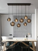 Axyaa Grey Glass Pendant Light for Dining and Bar, Industrial Chandelier