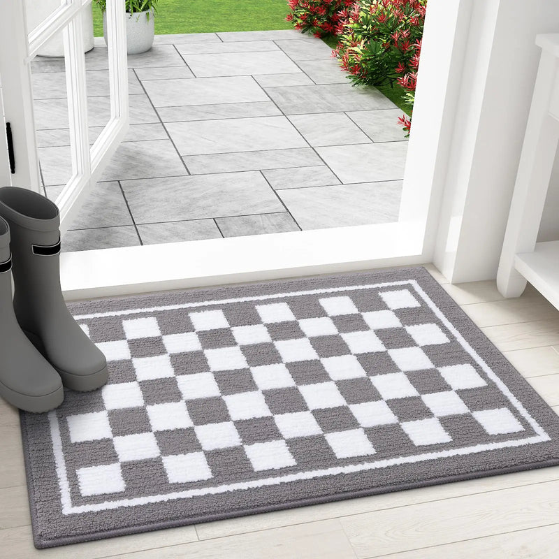 Axyaa Muddy Paws Lattice Indoor Absorbent Door Mat Grey 43x76
