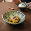 Axyaa Retro Flame Ceramic Bowl: Thick Serving & Pasta Salad Bowl for Molecular Cuisine