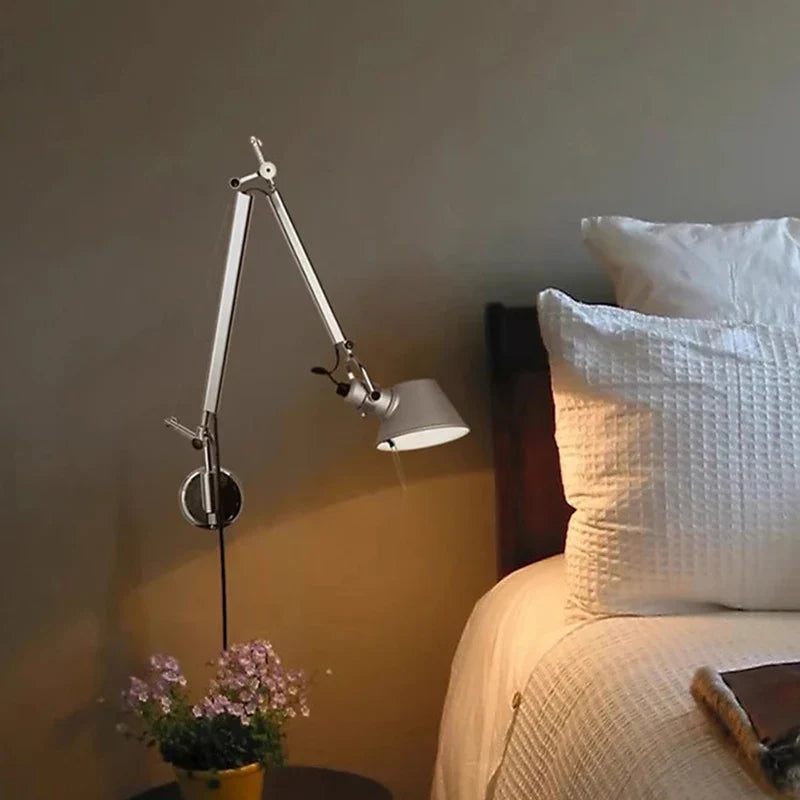 Axyaa Silver Black Metal Rotatable Wall Lamp for Bedroom Study Parlor