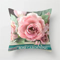 Axyaa Pink Flower Pattern Decorative Cushion Cover for Sofa Pillows - Polyester Material