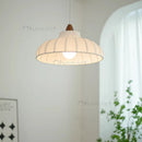 Axyaa Nordic Wood Fabric Chandelier, Wabi Sabi White Pendant Light