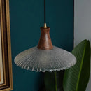 Axyaa LED Wood Pendant Light with Clear Glass Shade E27 90v-260v Suspension Luminaire