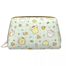 Axyaa Pompompurin Leather Makeup Bag: Trendy Large Cosmetic Toiletry Zipper Pouch