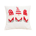 Axyaa Red Canvas Christmas Pillow Cover with Elk & Snowflake Embroidery