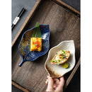 Axyaa Leaf Shaped Sushi Plate: Japanese Style Ceramic Specialty Dish