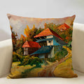Axyaa Ocean Landscape Flower Sofa Cushion Cover Linen Pillowcase Home Decor