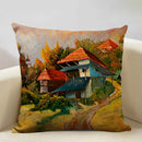 Axyaa Ocean Landscape Flower Sofa Cushion Cover Linen Pillowcase Home Decor