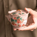 Axyaa Strawberry Rabbit Ru Kiln Teapot Kung Fu Tea Set in Gift Box