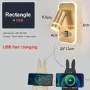 Axyaa USB Interface Dimmable LED Wall Lamp With Switches, Modern Metal Body & Acrylic Lampshade