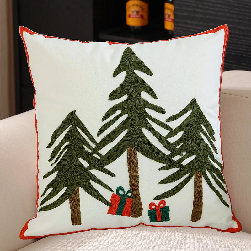 Axyaa Christmas Reindeer Pillow Cover Embroidered Home Decoration 45x45cm
