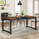 Axyaa Industrial Dining Table: Rectangular Kitchen Table for 6-8 Person