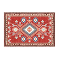 Axyaa Red Geometric Living Room Rug Festive Ethnic Style Christmas Decor Cozy Bedroom Mat