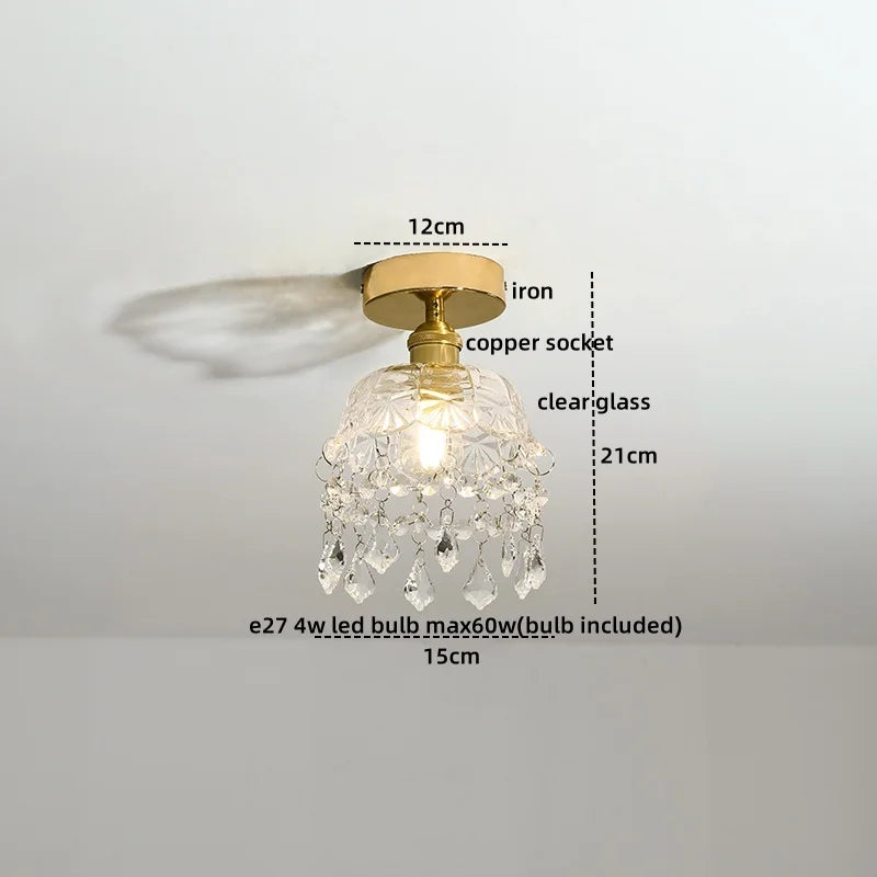 Axyaa Crystal LED Ceiling Lamp Modern Luxury Chandelier for Living Room & Hallway