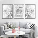 Islamic Ayat Al Kursi Canvas Painting, Gray Floral Print Wall Art by Axyaa