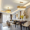 Modern Gold Crystal Chandelier by Axyaa - Large Pendant Ceiling Lamp for Living Room, Dining, Bedroom