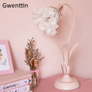 Axyaa Pink Flower LED Table Lamp - Modern Princess Bedroom Decor