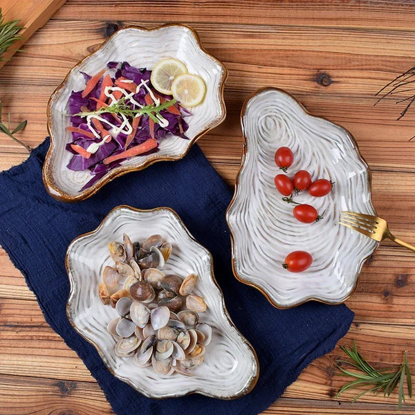 Axya Irregular Ceramic Shell Plate Dish - Creative and Simple Dinnerware