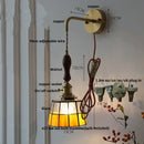 Axyaa Vintage LED Walnut Wood Wall Light with Pull Chain Switch