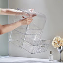 Axyaa Water Ripple Makeup Organizer: Transparent Box for Lipsticks, Face Masks, Skincare Products.