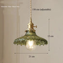 Axyaa Green Glass Pendant Lamp: Retro Nordic Luxury LED Chandelier for Home Decor