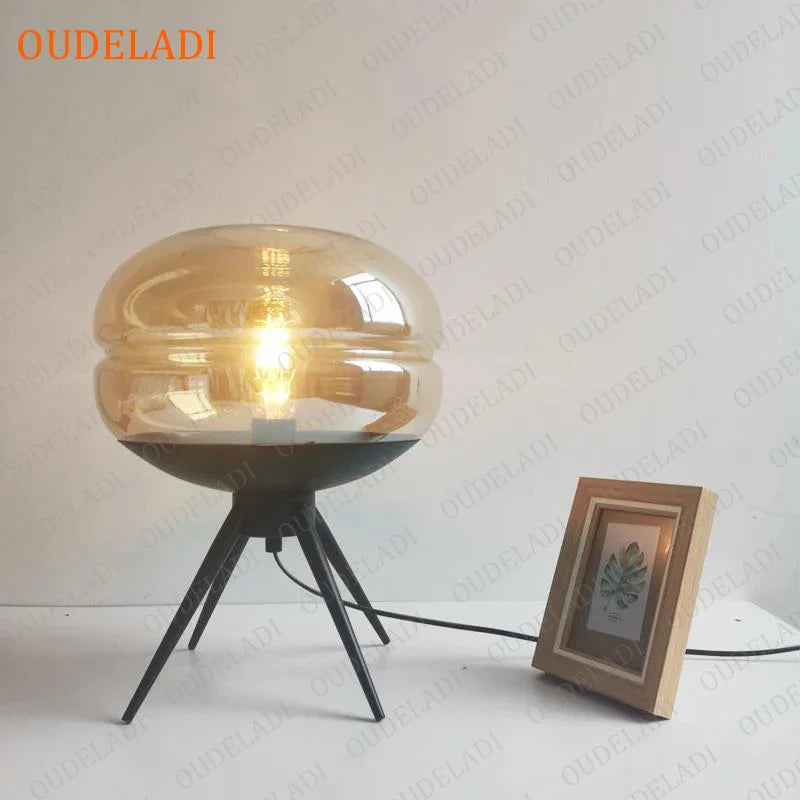 Axya Glass Table Lamp: Modern Art Shelf Desk Lamp for Bedroom Decor