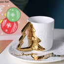 Axya Couple Mugs & Dessert Set for Coffee, Tea, Milk - Ceramic Gift Idea