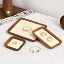 Axyaa Wooden Microfiber Velvet Jewelry Display Tray Round Corner Storage Tray