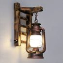 Axya Vintage Industrial Wall Sconce Wood Kerosene Lamp for Cafe Bar Restaurant