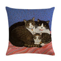 Axyaa Retro Cat Linen Pillowcase 45*45cm - Home & Sofa Decoration