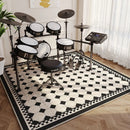Axyaa Musical Note Drum Set Carpet: Soundproof Black & White Plaid Rug