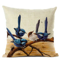 Axyaa Elegant Floral Bird Pattern Linen Cushion Cover 45x45cm for Living Room Sofa