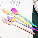 Axyaa Rainbow Stainless Steel Dinner Set - 8/10Pcs Luxury Cutlery & Tableware