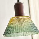 Axyaa Vintage Wood Pendant Light Fixture Hanging Lamp LED Green Glass