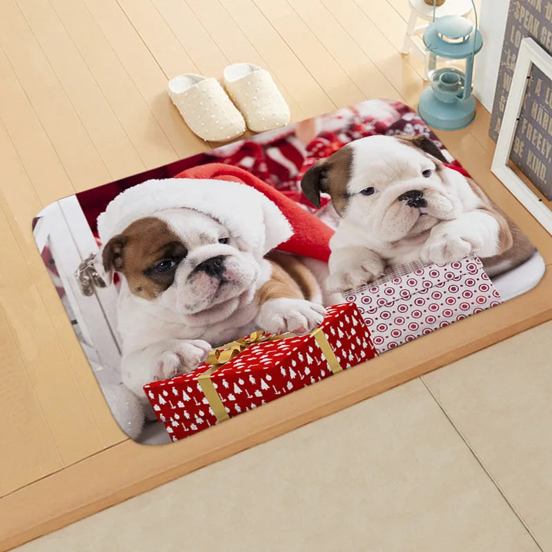 Axyaa Christmas Cat Dog Print Animal Door Mats Non-Slip Floor Home Decoration