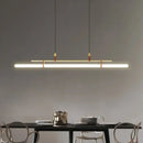 Axyaa Eden Modern Long Tube Pendant Lamp Black Gold Leather Dining Table Chandelier